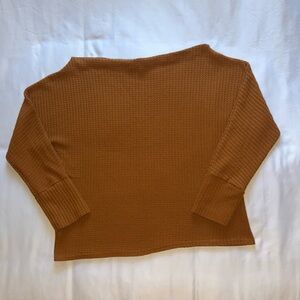 Brown Waffle Knit Long Sleeve Shirt Size Large